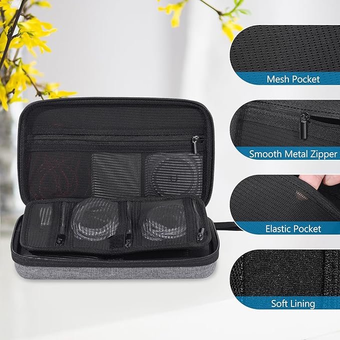 ProCase Large Hard Travel Electronic Organizer Case for MacBook Power Adapter Chargers Cables Tech Organizer Hard Drive USB Flash Disk SD Card Portable Electronics Accessories Bag -Grey