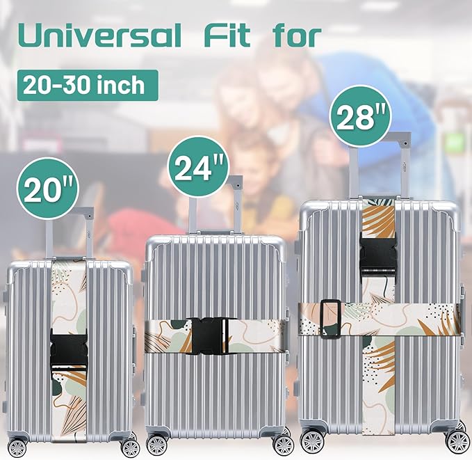 Slohif Luggage Straps for Suitcases Travel Belt Accessories Luggage Connector Identifiers Over Handle with Buckle Unique Boho Nylon Adjustable Strap for Sleeping Bag Car Seat Color Leaf (2 Pack)