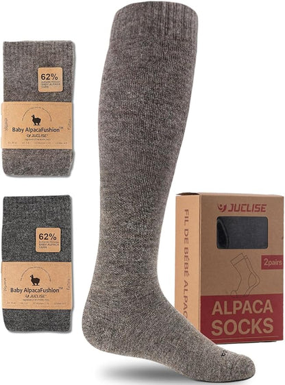 Alpaca Wool Heavyweight Knee High Compression Socks, Thick Winter Thermal Warm Soft Circulation Travel Flying