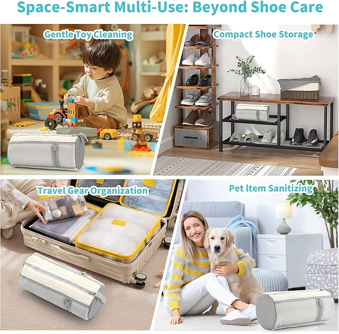 Shoe Washing Machine Bag: 2 pcs Shoe Bag for Washing Machine and dryer - Durable Zipper - 360° Deep Clean - Reusable laundry Bag for Sneaker/Slippers/Tennis/Runing Shoes & Insole(White)