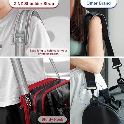 ZINZ 74" Shoulder Strap with Fixed Pad and Dual Balanced Buckles，Gray Silver Jacquard