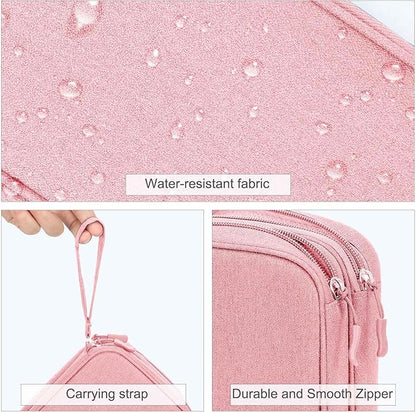 FYY Electronic Organizer, Large Travel Cable Organizer Bag Pouch Electronic Accessories Carry Case Portable Waterproof Double Layers All-in-One Storage Bag for Cable, Cord, Charger, Phone, Pink