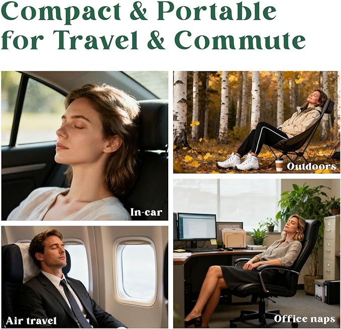Neck Travel Pillow | Memory Foam for Airplane Comfort | Compact & Ergonomic: Travel, Car, Home | Ideal for Adults & Kids
