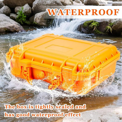 1 Pcs 8.5 x 6.5 x 3.7 Inch Waterproof Hard Case with DIY Customizable Foam Insert Portable Protective Case with Knife for Camera Drones Equipments Tools Test Instruments (Orange)