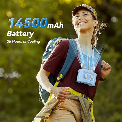 AMACOOL 14500mAh Portable Waist Fan, Strong Wind Power for Full Body Cooling Shirt Fan, 5 Speed Wearable Belt Clip on Fans, Battery Operated Personal Neck Fans for Outdoor Work Camping Travel