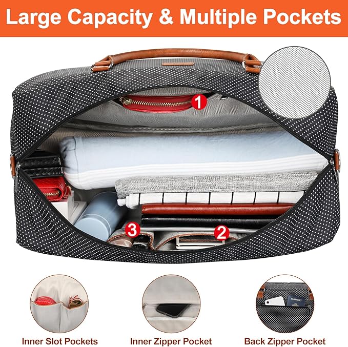 IBFUN Weekender Bags for Women, 21" Weekender Travel Bag, Travel Duffle Bag with Shoe Compartment Carry on Overnight Duffel Bag for Weekend Travel Business Trip