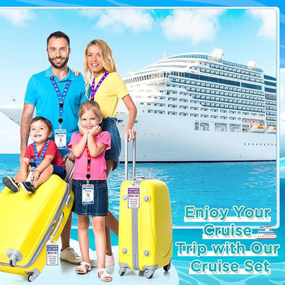 Cruise Ship Essentials Kit Include Cruise Luggage Tags Holder, Cruise Lanyards, Cruise Power Strip, Towel Bands and Clips, Waterproof Phone Bags for All Cruise Lines