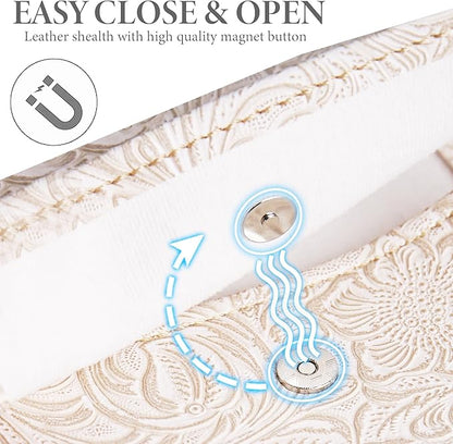 Pill Organizer,LIZIMANDU Weekly Travel Pill Case Box Medication Reminder Daily AM PM, Day Night 7 Compartments,for 4 Times A Day, 7 Days a Week-Includes Leather PU Carrying Case(1-Carved White)