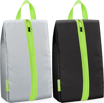 Smell Proof Shoe Bags for Travel-Soccer Cleat Bag Smell Proof with Active Carbon Fabric | Odor-Absorbing Water-Resistant Track Shoe bags for Sports (Black & Grey, UP TO US14)