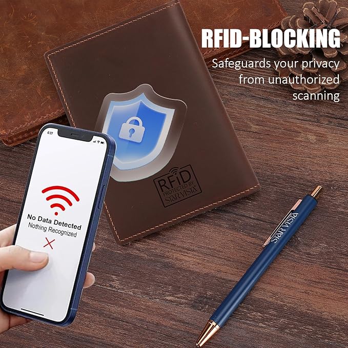 STAR VISTA Albatross Leather Travel Passport Holder, Minimalist Design, Full Grain Leather Case for Men and Women - Slim Passport Wallet, Bifold, RFID Blocking