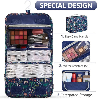 8 Set Packing Cubes for Travel,Gifts for Women Mom,Anti-Tearing Suitcase Organizer for Luggage with Shoe & Hanging Toiletry Bag,Vacation Essentials & Accessories for Cruise Ship,Dark Blue Floral