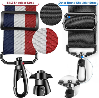 ZINZ 74" Shoulder Strap with Fixed Pad and Dual Balanced Buckles，Blue-White-Red Stripe