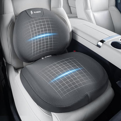 FLORICH Seat Cushion and Lumbar Support Pillow for Office Chair Car, Ergonomic Memory Foam Back Support for Office Gaming Chair Driving Seat Wheelchair, Relieves Neck, Back & Sciatica Pain – Gray