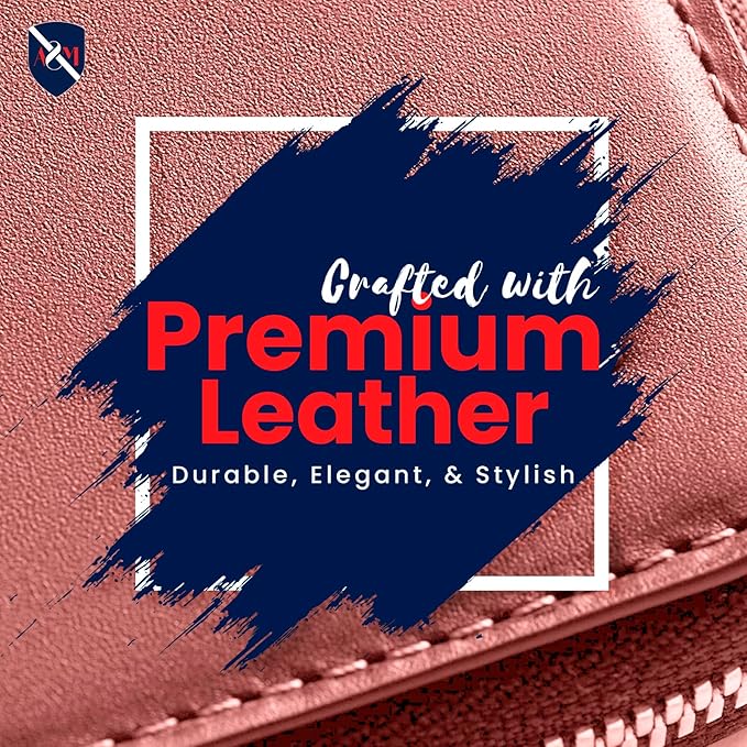 ALLEN & MATE Passport Holder Travel Wallet, 100% Leather RFID Blocking Travel Document Organiser for Men & Women