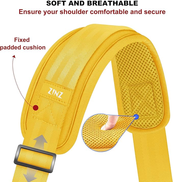 ZINZ 60" Universal Bag Strap with Ultra-thick Fixed Breathable Pad Adjustable Heavy-duty Shoulder Strap for Laptop bag Crossbody Luggage Gym Bag Camera Bag and more -Y01E01