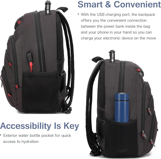 Boavan Laptop Backpack for men, 15.6 inch Laptop Bag with USB Port, Waterproof Travel Work Backpack Purse, Anti-Theft Teacher Nurse Doctor Casual Bookbags Office Business backpack,Coffee