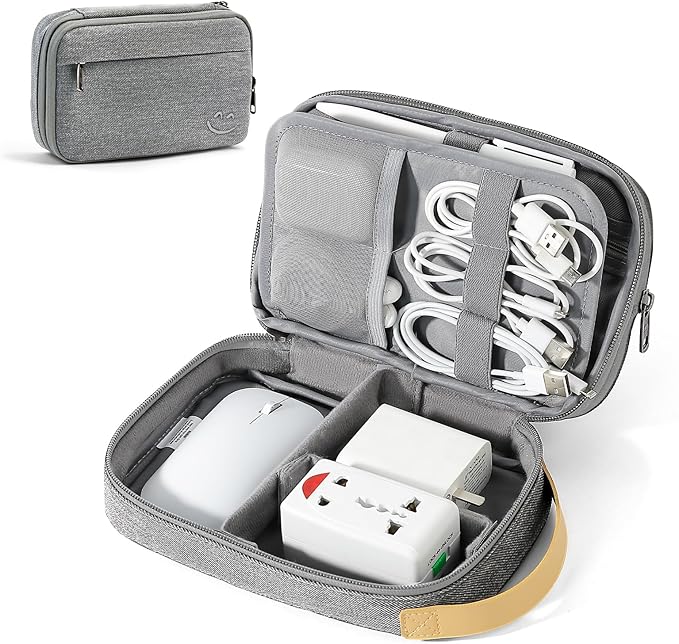 Travelkin Travel Electronic Cord Organizer Travel Case, Travel Cable Organizer Bag For Charger, Phone, Sd Card, Sim Card, Earphone, Usb Drives(Grey)