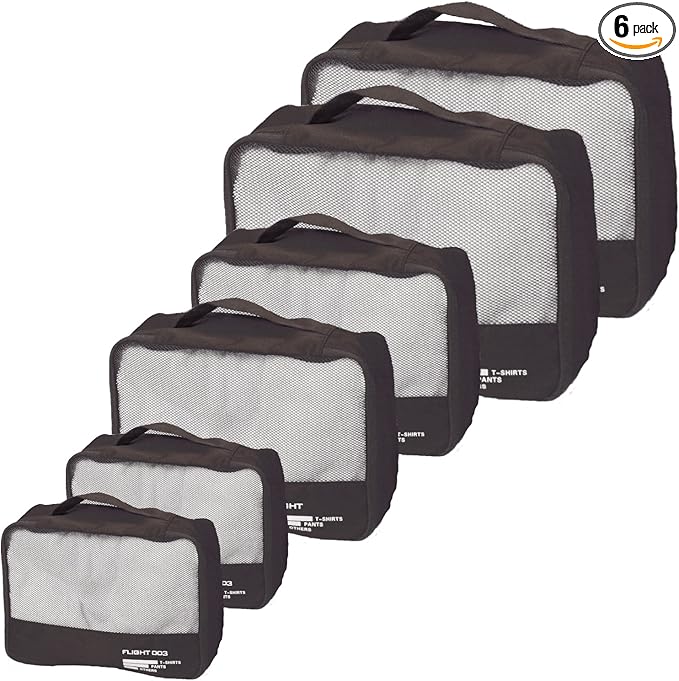 Packing Cubes Set Travel Luggage Organizers Suitcase Lightweight Accessories Black