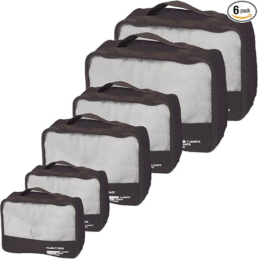 Packing Cubes Set Travel Luggage Organizers Suitcase Lightweight Accessories Black