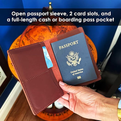Northwind Personalized Leather Passport Holder for Travel – Custom Passport Cover and Wallet and Case with Card Slots and Cash Pocket, Premium Travel Accessory for Men and Women, Unique Custom Gift