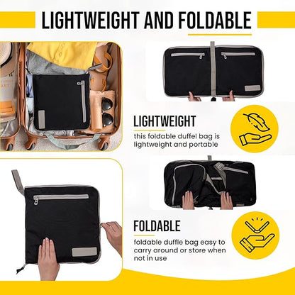 LEGEND 80L Foldable Duffle Bag for Travel - Packable Duffle Bags w/Shoe Compartment - Tear Resistant Collapsible Duffel Bags for Traveling - Lightweight Folding Duffel Bag for Men & Women -Black
