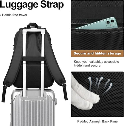 Boavan Laptop Backpack for men, 17.3 inch Laptop Bag with USB Port, Waterproof Travel Work Backpack Purse, Anti-Theft Teacher Nurse Doctor Casual Bookbags Office Business backpack，White