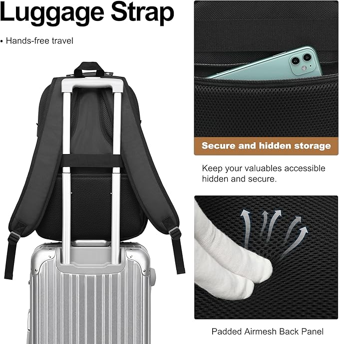 Boavan Laptop Backpack for men, 17.3 inch Laptop Bag with USB Port, Waterproof Travel Work Backpack Purse, Anti-Theft Teacher Nurse Doctor Casual Bookbags Office Business backpack，Black&Sky Blue