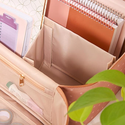 Erin Condren Large Organizer Case, Multi-Purpose Travel Case with Stylish Terracotta Asterisk Design, Removable Dividers and Sturdy Vegan Leather Handle, Carry Toiletries, Makeup, Jewelry and More