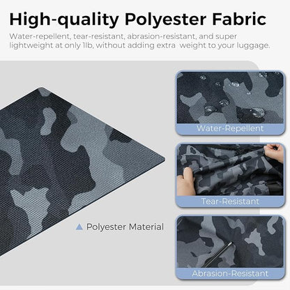 Fmeida 65L Duffle Bag with Shoes Compartment, Foldable Travel Duffel Bags for Men Women, Large Packable Travel Bag Water Repellent & Tear Resistant (BlackCamo)