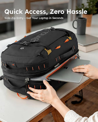 Tolaccea Travel Backpack for Men Women, 40L-50L Carry On Backpack with Wet Dry Compartment, TSA Approved Laptop Daypack Fits 15.6", Convertible Expandable Large Rucksack Duffel Bag for Work Travel