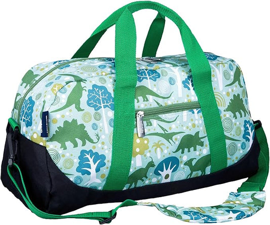 Wildkin Kids Overnighter Duffel Bag – Carry-On Size, Ideal for School & Sleepovers – Dinomite Dinosaurs