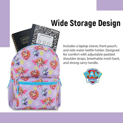 Paw Patrol Backpack for Kids - Chase, Skye, Marshall, Rubble, Rocky, Zuma, Everest, Liberty, and Ryder School Book Bag - Backpack for Boys Girls Toddlers and Adults - for Laptop and Lunch Box (Pink)