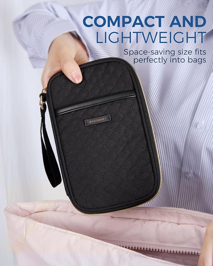 BAGSMART Electronic Cord Cable Organizer Travel Bag Case, Double Layers Tech Electronic Bag, Essentials for Charger, Cable, Phone, Flash drive, Black