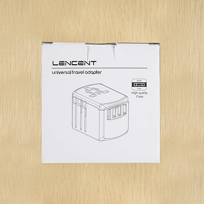LENCENT Universal Travel Power Adapter, International AC Plug Adaptor with 2 USB C 2 USB A Ports Wall Charger Worldwide Travel Essentials for US to EU UK Ireland Australia (Type C/G/A/I) Black