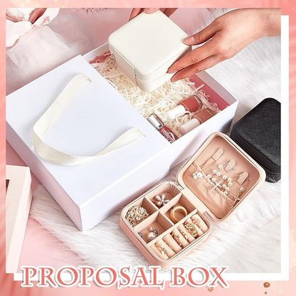 Taiyin 6 Pcs Travel Jewelry Case Box Bridesmaid Gifts Bulk Travel Jewelry Cases Boxes Small Jewels Organizers Mini Accessories Ornaments Storage for Women Girls Wedding Gifts (White)