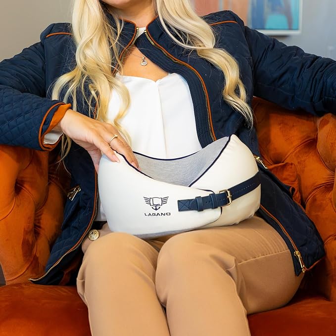 Lagano Softest Luxury Travel Pillow - Adjustable Easy to Clean Memory Foam Travel Neck Pillow - Ergonomic Airplane Travel Pillow - Best Airplane and Office Cervical Support Pillow