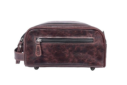 10" Premium Leather Toiletry Travel Pouch With Waterproof Lining | King-Size Handcrafted Vintage Dopp - Kit, Gift for Father's Day By Aaron Leather Goods