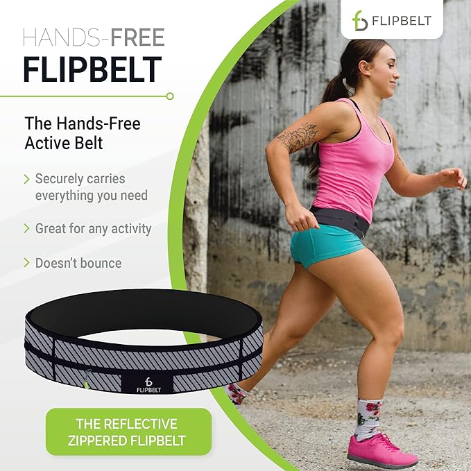 FlipBelt Zipper Running Belt, Waist Pack for Fitness and Running, US Company
