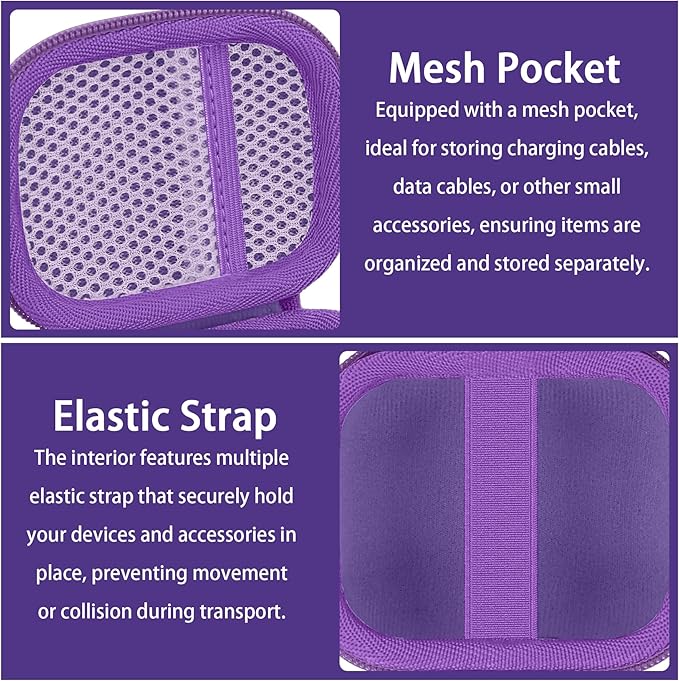 co2CREA Hard Case for Beats Powerbeats Pro 2 with Carabiner Clip, Shockproof Earbuds Storage Box – Protective Travel Cover for Powerbeats Pro 2 Wireless Bluetooth Earbuds (Hyper Purple Case)