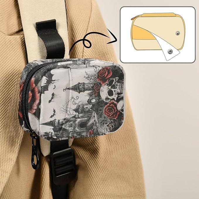 Pill Organizer Box Case Weekly Travel Pill Container Holder 7Day Cute Vitamin Organizer Dispenser Sorter Planner Storage Small Compact Halloween Castle Skull Rose Bat05