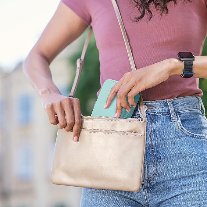 Small Travel Jewelry Organizers Box for women with PU Leather Portable Mini Jewelry Case with compartments for Necklace Rings Earrings,Luxury Giftable boxes. (Lake Blue, M)