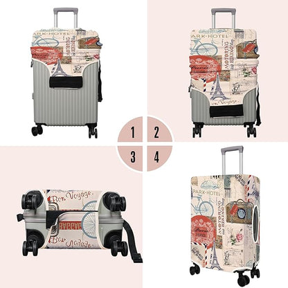 Travel Luggage Cover Suitcase Protector Fits 18-32 Inch Wheel Covers PatternedTravel Related Items Flower Luggage Protector Elastic L