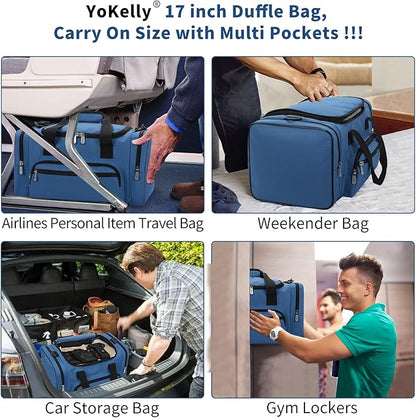 Small Gym Duffle Bag - 17 inch Carry On Weekender Bag for Travel Sport (17x10x9 in) - Royal Blue