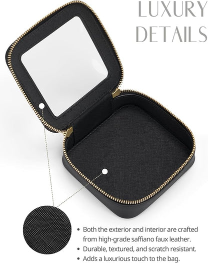 Popvibe Clear Makeup Bag Travel Cosmetic Case Transparent Toiletry Bag with Zipper, Portable Make Up Organizer Traveling Compact Car Bag for Essentials