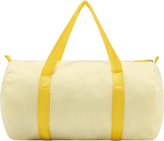 Gabigaba Kids Travel Overnight Bag Seersucker Carry On Lightweight Weekender Duffel Bag for Boys and Girls (Yellow)