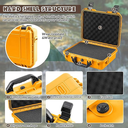 1 Pcs 22.4 x 16.1 x 10.2 Inch Waterproof Hard Case with DIY Customizable Foam Insert Portable Protective Case with Knife for Camera Drones Equipments Tools Test Instruments (Yellow)