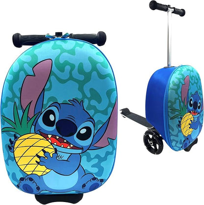 Fast Forward Kid’s Licensed 18" Ride-On Suitcase Scooter - Lightweight Carry-On Foldable Scooter Luggage