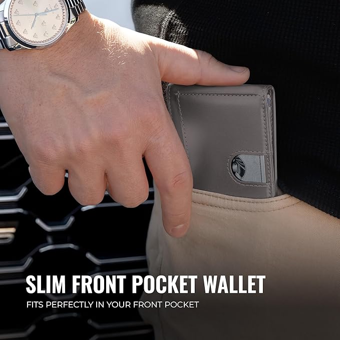Kingly Cash Clip Slim Leather Wallet for Men with RFID Blocking & Money Clip - Minimalist Front Pocket Bifold Wallet Holds 12 Cards - Secure Card Holder with Easy Access Pull Tab