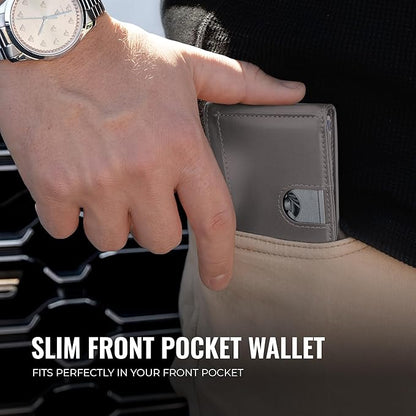 Kingly Cash Clip Slim Leather Wallet for Men with RFID Blocking & Money Clip - Minimalist Front Pocket Bifold Wallet Holds 12 Cards - Secure Card Holder with Easy Access Pull Tab