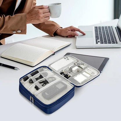 SELLYFELLY Electronics Travel Organizer, Double Layer Cable Organizer Bag Watreproof Electronics Accessories Storage Bag for Cord, Charger, Phone, Power Bank, Hard Drive